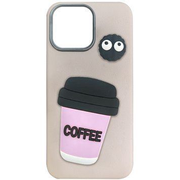Чехол TPU Leather Toys для iPhone 15 Pro (6.1") Coffee / Pink 555-00798 фото