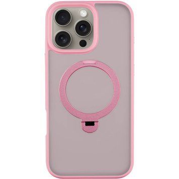 Чехол TPU+PC Metal Buttons with MagSafe Colorful HQ Ring для iPhone 16 Pro (6.3") Pink 555-00622 фото