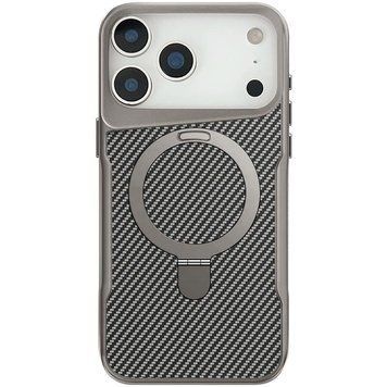 TPU+PC чохол Metal Buttons with MagSafe Carbon Ring для Apple iPhone 17 Pro Max (6.9") Grey 777-08103 фото