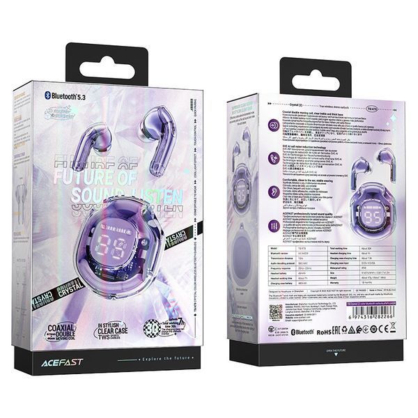 Беспроводные наушники TWS ACEFAST T8 Crystal Alfalfa Purple 6974316282266 фото