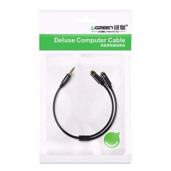 Аудиокабель UGREEN AV141 3.5mm Male to 2 Female Audio Cable ABS Case Black UGR-30620 фото