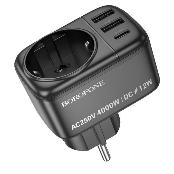 Сетевой фильтр BOROFONE BAC14 Wide 1-socket wall outlet (1C2A) (EU/GER) Black 6941991118890 фото