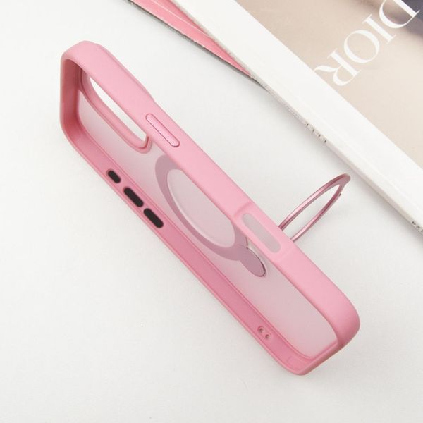 Чехол TPU+PC Metal Buttons with MagSafe Colorful HQ Ring для iPhone 16 Pro (6.3") Pink 555-00622 фото