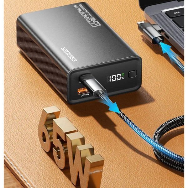 Зовнішній акумулятор ESSAGER EDY65-LD01-Z 20000 mAh 65W black 656-01156 фото