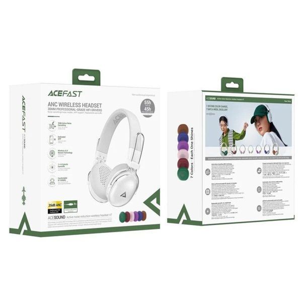 Беспроводные наушники ACEFAST H7 active noise reduction wireless headset Pearl white 656-01561 фото