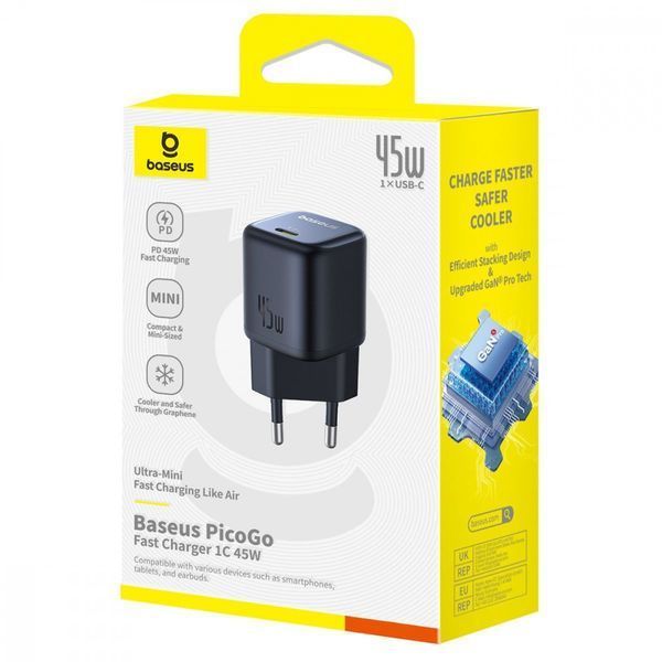 МЗП Baseus PicoGo GaN Fast Charger 45W (Type-C) Pink P10176800413-00 фото