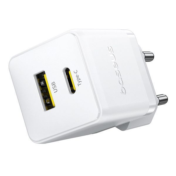 Мережевий зарядний пристрій Baseus Palm Fast Charger C+U 30W EU Moon White P1011160A213-00 фото