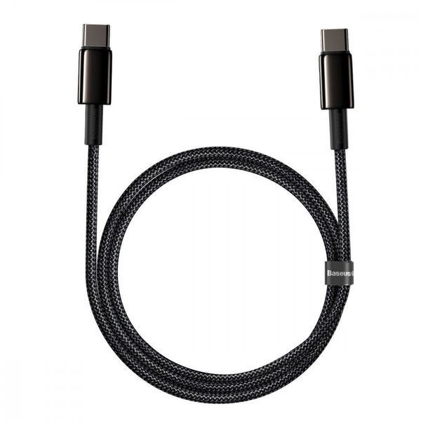 Кабель Baseus Tungsten Gold Fast Charging Type-C to Type-C 100W (1m) Black CATWJ-01 фото