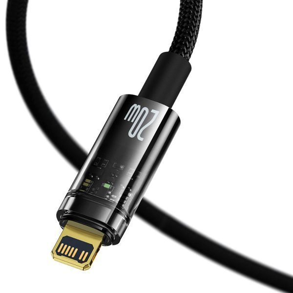 Кабель Baseus Explorer Series Auto Power-Off Fast Charging Data Cable Type-C to IP 20W 1m Black CATS000001 фото