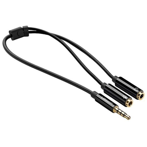 Аудиокабель UGREEN AV141 3.5mm Male to 2 Female Audio Cable ABS Case Black UGR-30620 фото