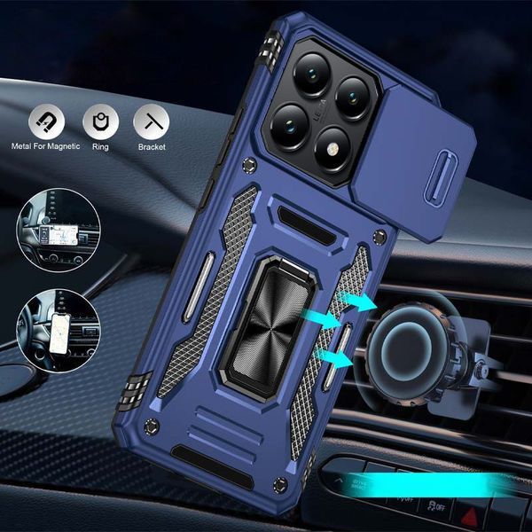 Ударостійкий чохол Camshield Army Ring для Xiaomi 14T Pro Navy Blue 777-04956 фото
