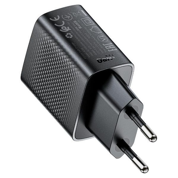 Мережевий зарядний пристрій ACEFAST A102 PD30W GaN single USB-C charger (EU) Black 656-01276 фото