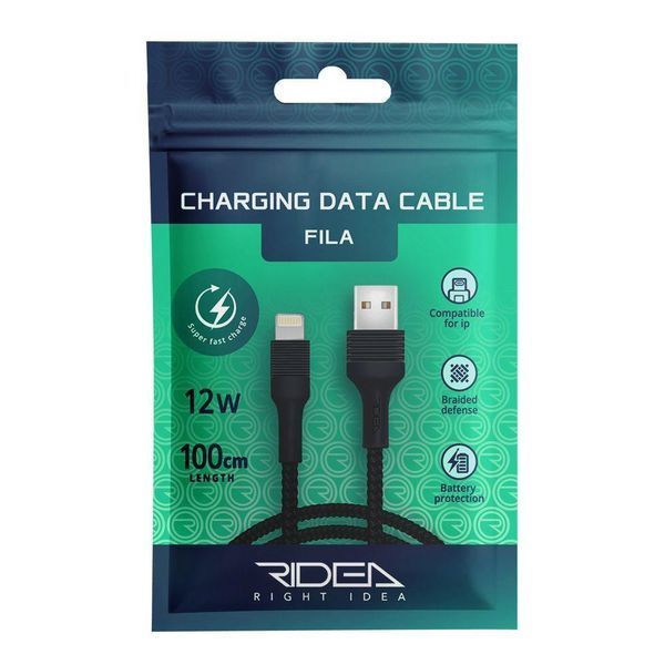 Кабель Ridea RC-M132 Fila 12W USB to Lightning Чорний 209-00170 фото