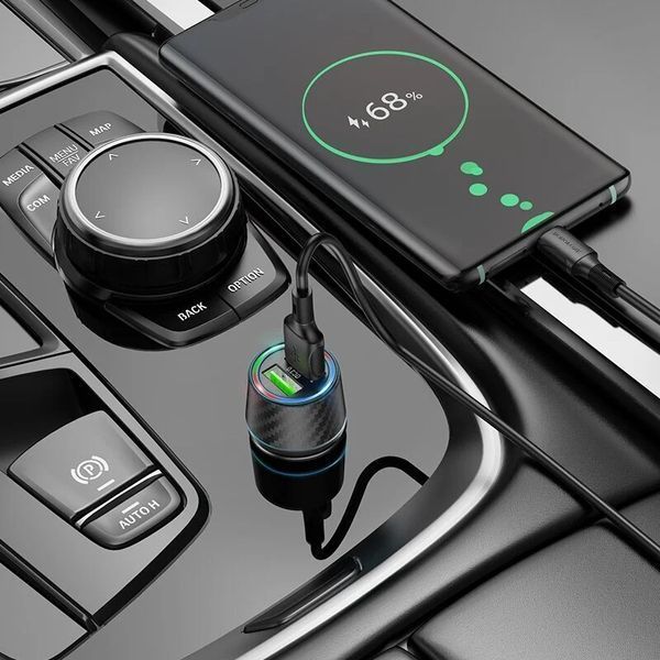 Автомобильное зарядное устройство BOROFONE BZ21A Brilliant 36W dual port QC3.0 car charger Black 6941991101205 фото