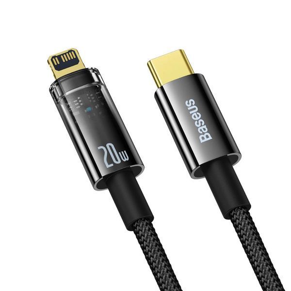 Кабель Baseus Explorer Series Auto Power-Off Fast Charging Data Cable Type-C to IP 20W 1m Black CATS000001 фото
