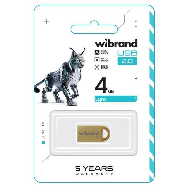 Флеш-накопитель Wibrand USB 2.0 Lynx 4Gb Gold WI2.0/LY4M2G фото