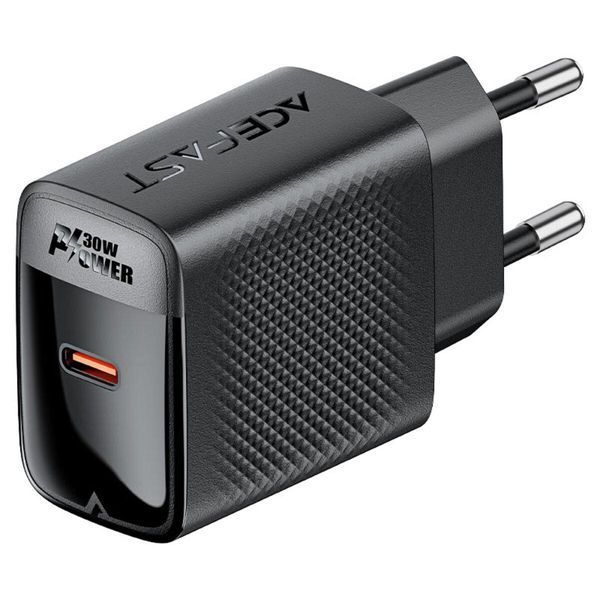 Мережевий зарядний пристрій ACEFAST A102 PD30W GaN single USB-C charger (EU) Black 656-01276 фото