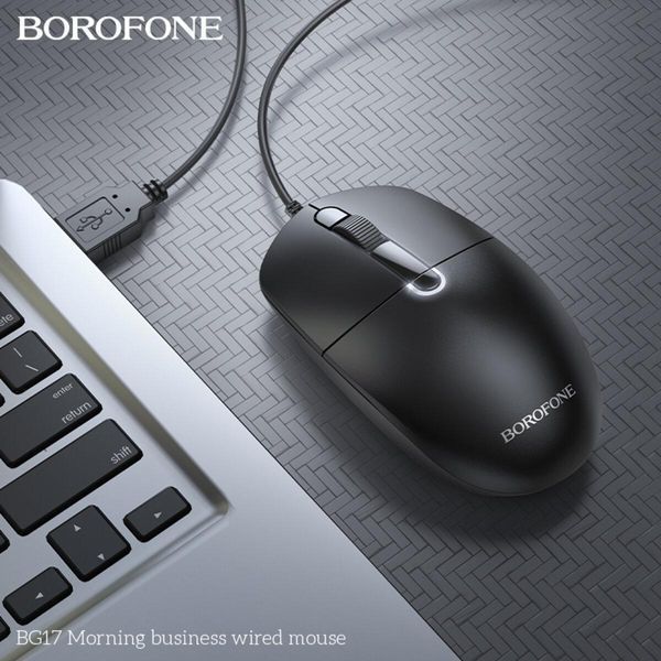 Мышь BOROFONE BG17 Morning business wired mouse Black 656-03219 фото