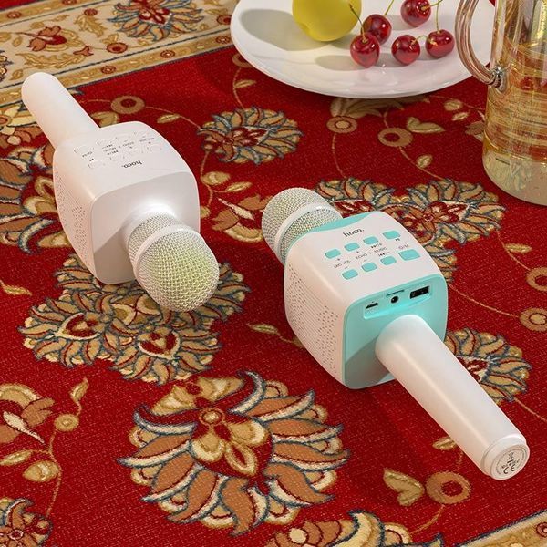 Портативная колонка-микрофон HOCO BK5 Cantando karaoke microphone, 5W, White 6931474742292 фото