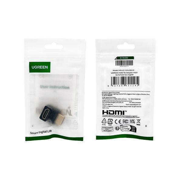 Адаптер UGREEN HDMI 4K Adapter Male to Female Up-angled UGR-20110 фото
