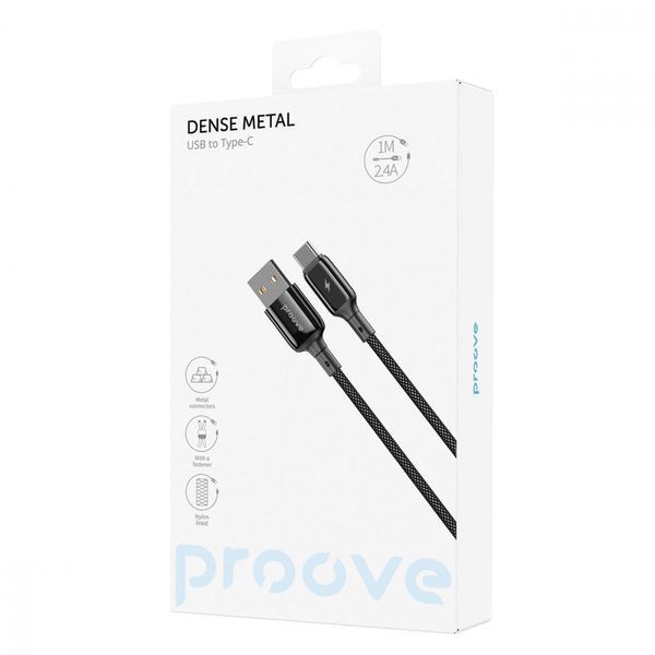 Кабель Proove Dense Metal USB для Type-C 2.4A (1m) black 656-02565 фото