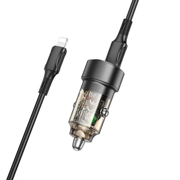 Автомобильное зарядное устройство BOROFONE BZ20 Smart 38W dual port PD20W+QC3.0 car charger set(C to iP) 656-00303 фото