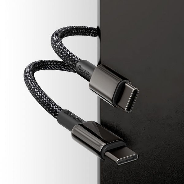 Кабель Baseus Tungsten Gold Fast Charging Type-C to Type-C 100W (1m) Black CATWJ-01 фото