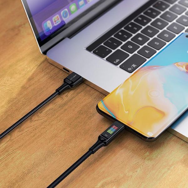Кабель ACEFAST C7-04 USB to Type-C 3A, 1.2m, nylon, zinc connectors, LED, Black 6974316282785 фото