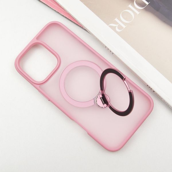 Чехол TPU+PC Metal Buttons with MagSafe Colorful HQ Ring для iPhone 16 Pro (6.3") Pink 555-00622 фото