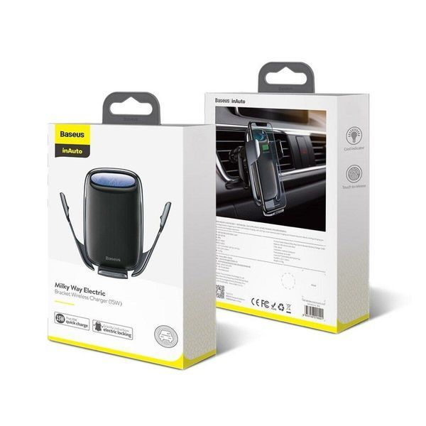 Тримач для мобiльного з БЗП Baseus Milky Way Electric Bracket Wireless Charging Black 656-00517 фото