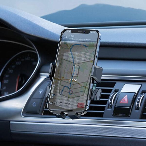 Автотримач для телефона HOCO CA86 Davy one-button air outlet car holder Black 6931474751485 фото