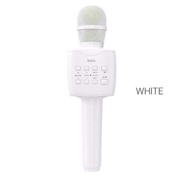 Портативная колонка-микрофон HOCO BK5 Cantando karaoke microphone, 5W, White 6931474742292 фото