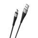 Кабель BOROFONE BX32 USB to Type-C 2.4A, 1m, nylon, aluminum+TPE connectors, Black 6931474710451 фото 3