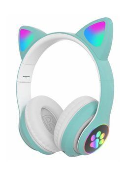 Дитячі бездротові навушники з котячими вушками STN-28 Cat Ear Бірюзові 202-00375 фото
