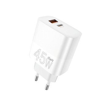 Сетевое зарядное устройство WUW-C209 45W PD USB-C + USB QC3.0 18W white 656-01404 фото