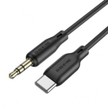 Аудіокабель BOROFONE BL18 Type-C to 3.5mm male, silicone, 1m, Black 6941991101069 фото