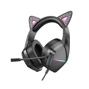 Навушники BOROFONE BO106 Cute cat ear luminous gaming headphones Phantom Cat 656-01006 фото