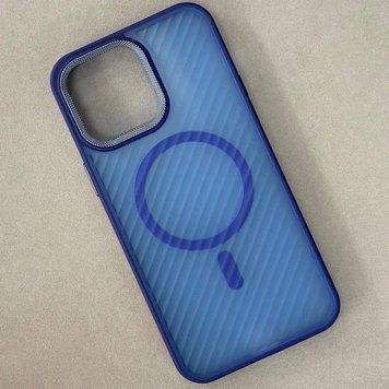Чехол Wavy Pattern Matte Corrugated Camera Magnetic для iPhone 16 Blue 214-02472 фото