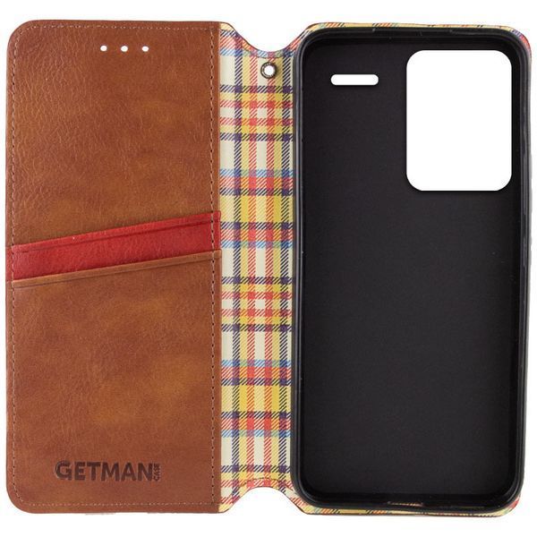 Шкіряний чохол-книжка GETMAN Cubic для Xiaomi Redmi Note 13 Pro+ Коричневий 555-01742 фото