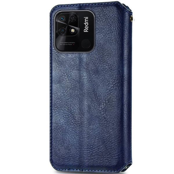 Шкіряний чохол-книжка GETMAN Cubic для Xiaomi Redmi 10C Синій 555-01896 фото
