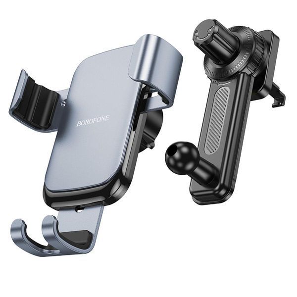 Тримач для мобільного BOROFONE BH94 Warrior gravity car holder(air outlet) Black Metal Gray 656-00467 фото