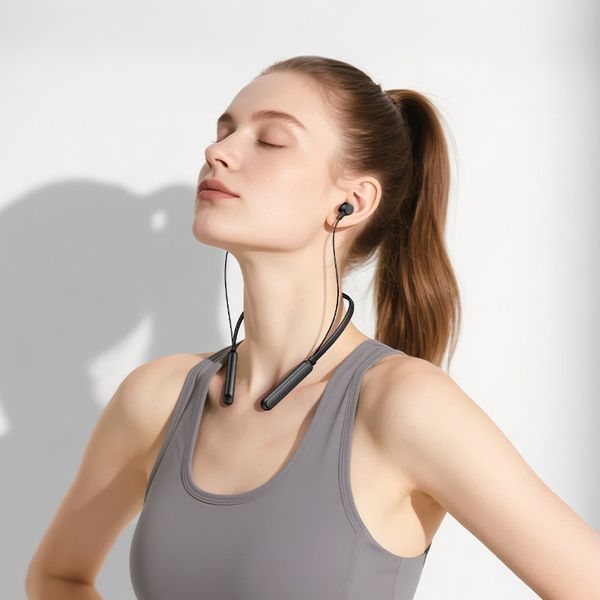 Беспроводные спортивные наушники BOROFONE BE72 Sun neck hanging BT earphones Black 6941991124518 фото