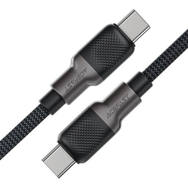 Кабель ACEFAST C10-03 Type-C to Type-C 3A, 60W, 1.2m, silicone, zinc connectors, Black 6974316283119 фото