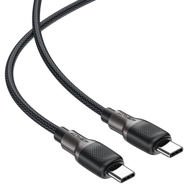 Кабель ACEFAST C10-03 Type-C to Type-C 3A, 60W, 1.2m, silicone, zinc connectors, Black 6974316283119 фото