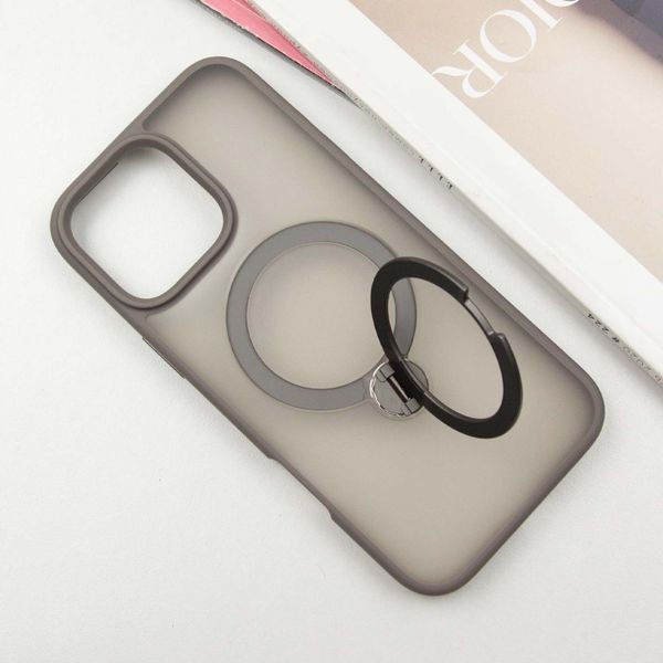 Чохол TPU+PC Metal Buttons with MagSafe Colorful HQ Ring для iPhone 16 Pro (6.3") Grey 555-00623 фото