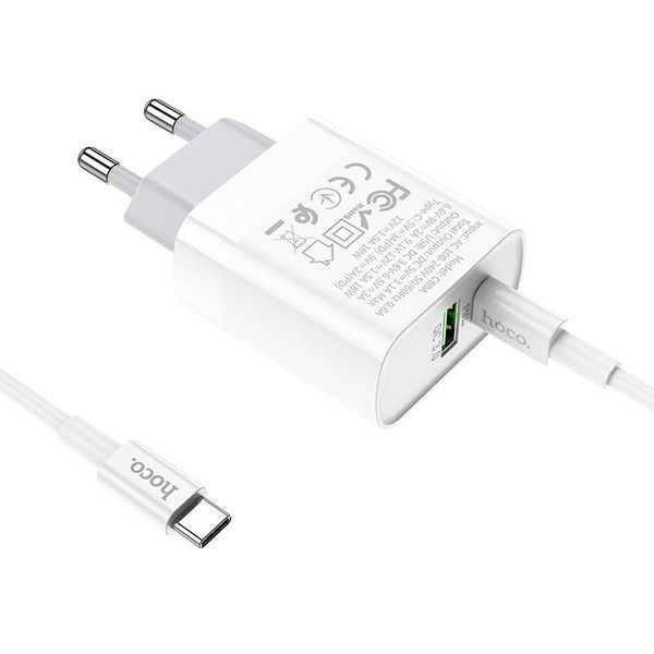 Комплект быстрой зарядки Hoco C80A Rapido Type-C to Type-C PD20W QC3.0 Белый 209-00251 фото