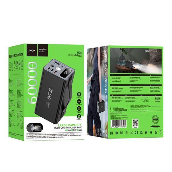 Power Bank Hoco J138 Distant 22.5W+PD20W+DC12V 60000 mAh Черный 656-03288 фото