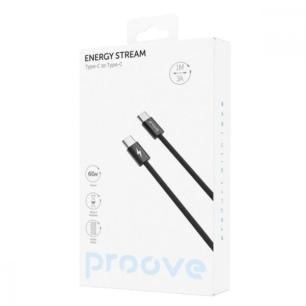 Кабель Proove Energy Stream Type-C to Type-C 60W (1m) black 656-02566 фото