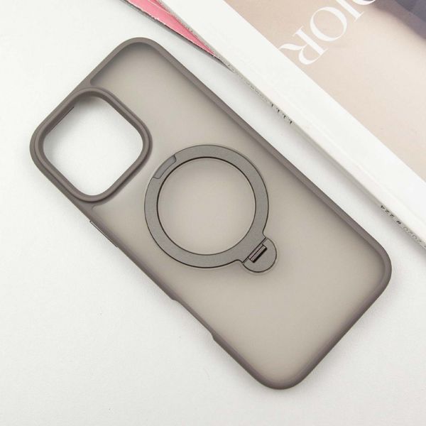 Чохол TPU+PC Metal Buttons with MagSafe Colorful HQ Ring для iPhone 16 Pro (6.3") Grey 555-00623 фото