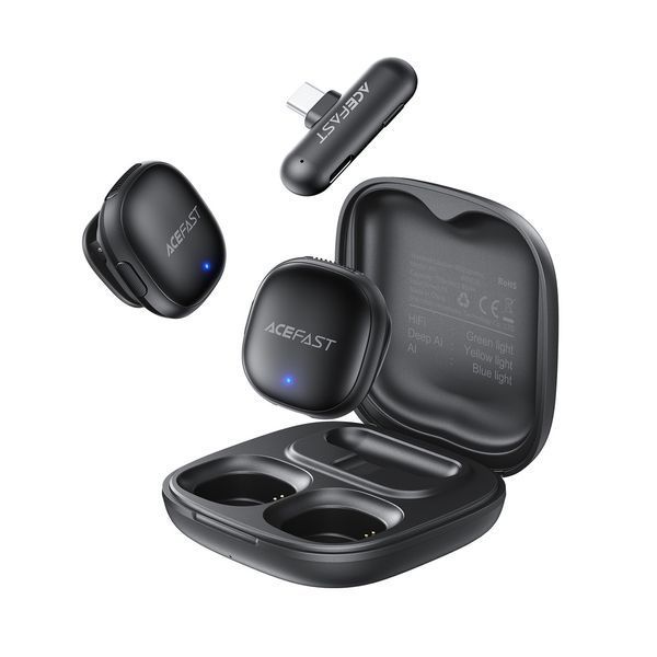 Бездротова мікрофонна система ACEFAST R1 dual-mic (Type-C) Black 6974316284895 фото